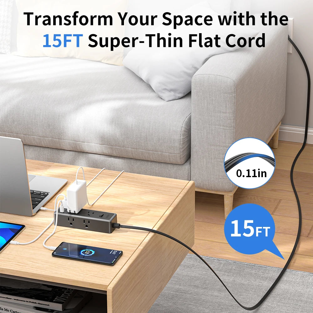 6-Outlet Power Strip Extension Power Cord Travel Adapter Electronics DealSniper.net