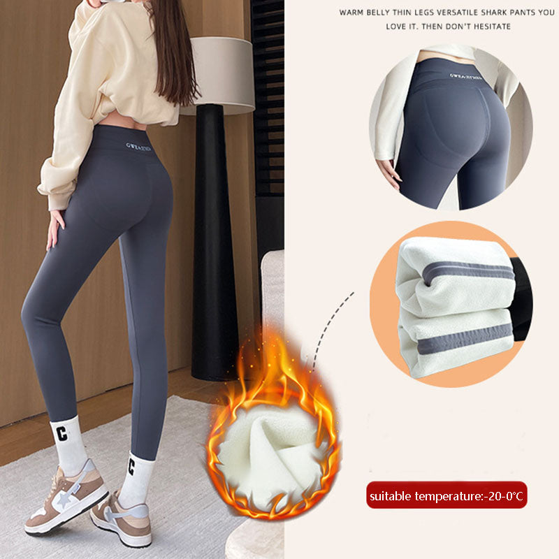 Fleece Thickened Leggings Winter -20 To 5 Shark Pants Women dealsniper-net Grey 650g