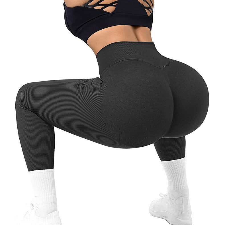 High Waist Seamless Leggings Threaded Knitted Fitness Pants Women dealsniper-net