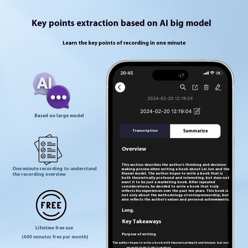AI Smart Voice Recorder With AI Conversion And Big Model Summary Ai Recorder dealsniper-net
