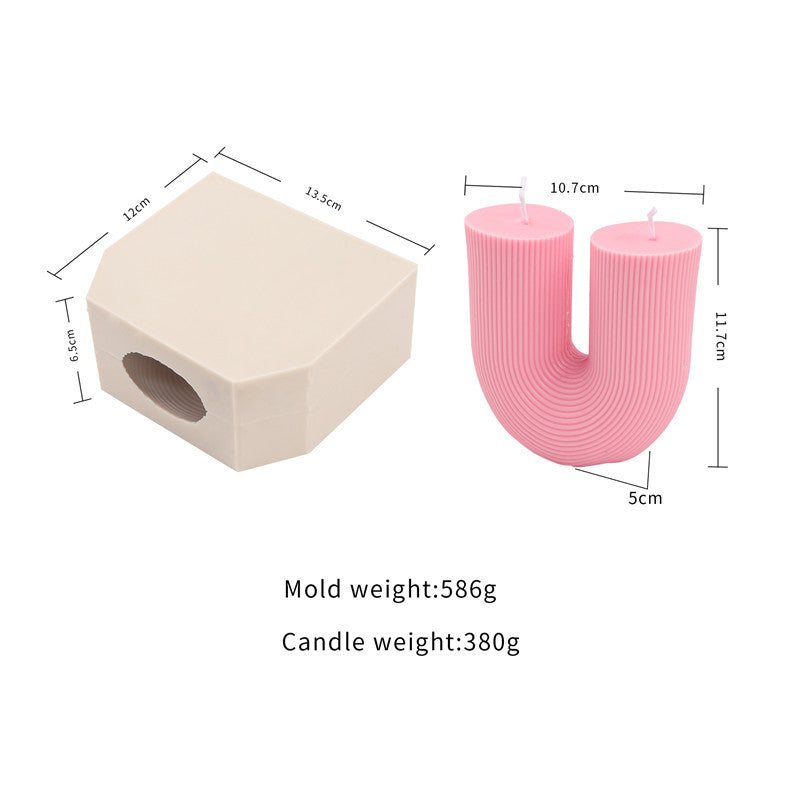 New Striped Silicone Aromatherapy U-shaped Candle Mold House Gym From House Large