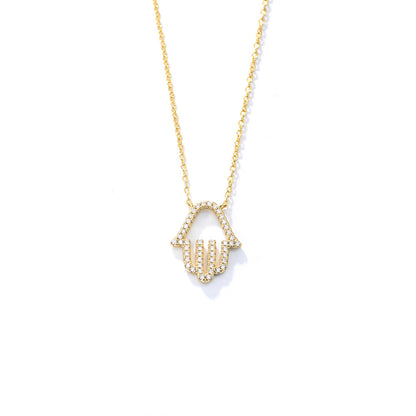 S925 Sterling Silver Micro-Paved Zircon Flash Diamond Cut Out Jewelry Gym From House
