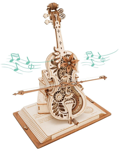 Magic Cello Mechanical Music Box Moveable Stem Funny Toys