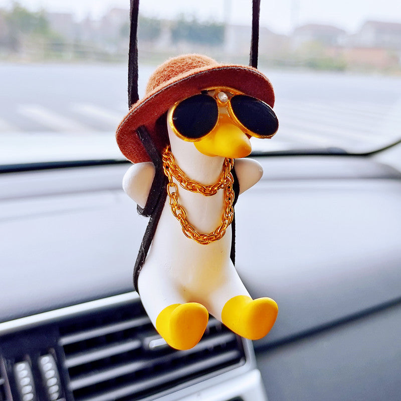 Pistol Cowboy Duck Car Rearview Mirror Pendant Decoration Vehicle Gym From House Thin Duck Brown Hat