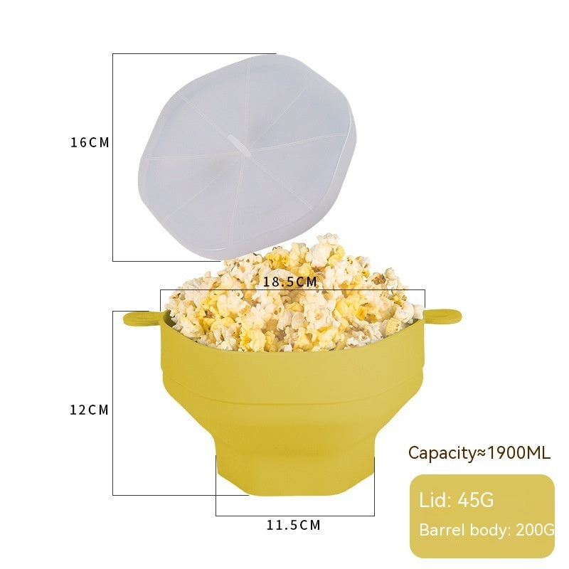 Silicone Popcorn Bucket High Temperature Resistant With Cover Kitchen dealsniper-net Prismatic Khaki