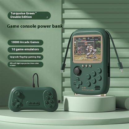 Handheld Game Console Power Bank Two-in-one Portable With Cable Kids dealsniper-net Green Doubles