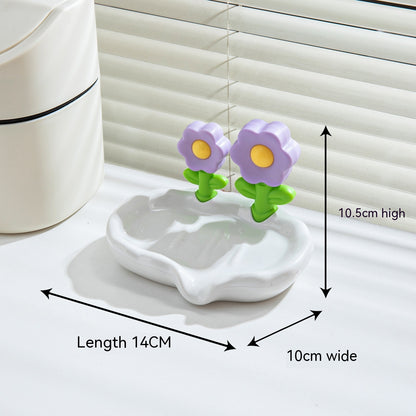 Draining Flowers Soap Dish Home Creative House dealsniper-net Cartoon Purple