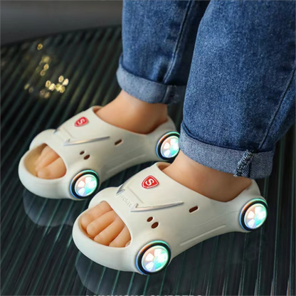 Kids Glowing Slippers Cartoon Car Sandals Children Sandals Anti Slip Boys Girls Luminous Slippers Summer Beach Shoes Kids dealsniper-net