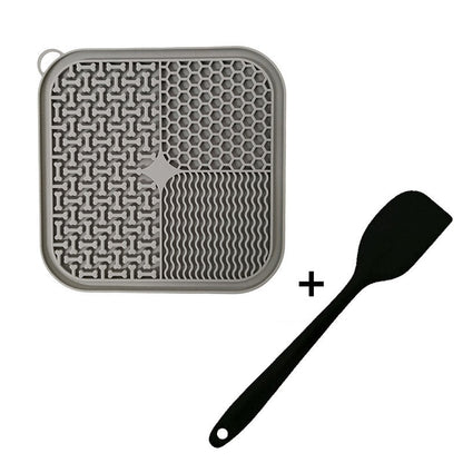 Dog Licking Mat Slow Feeder Premium Lick Pad With Suction Cups Pets DealSniper.net Gray