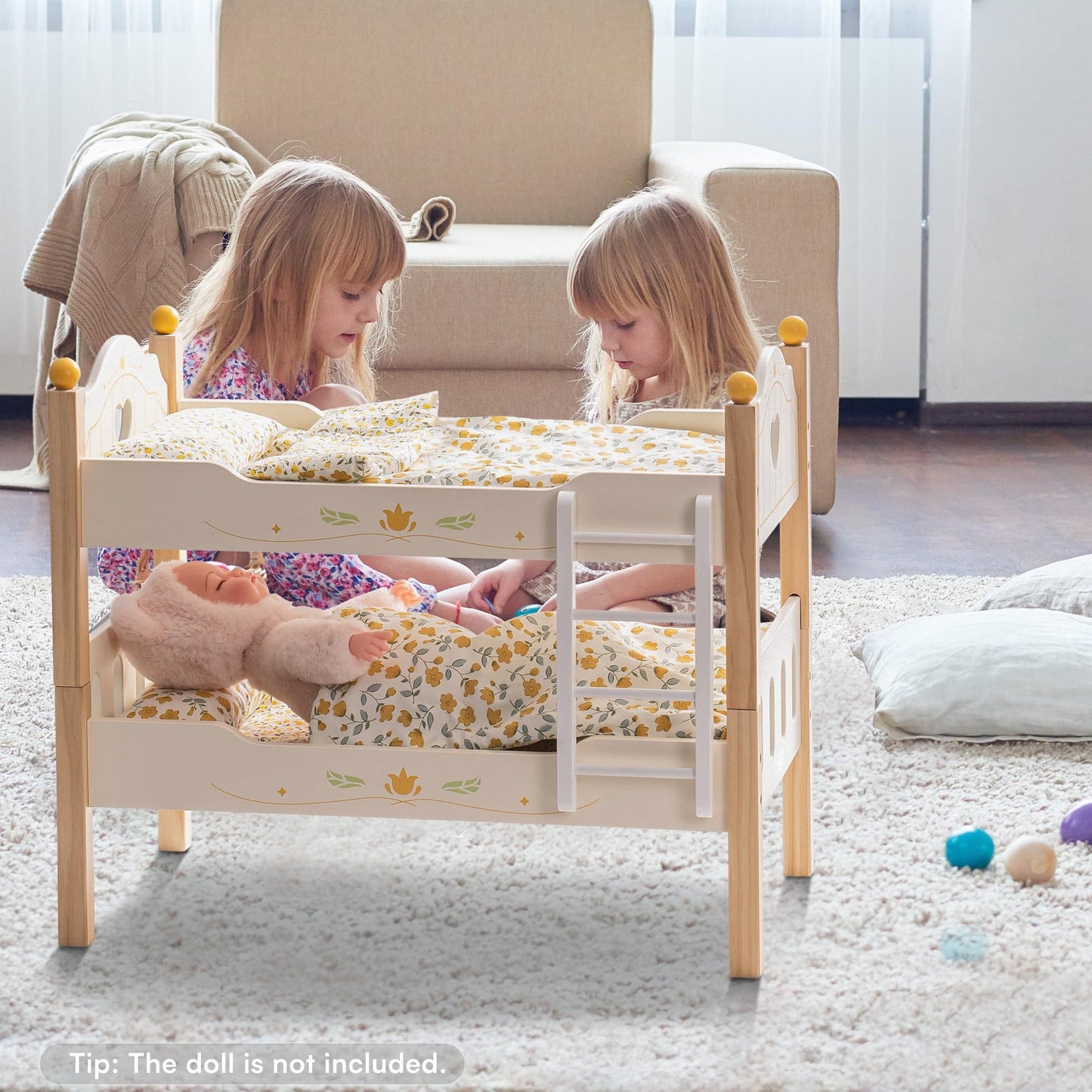 Doll Bunk Beds Cradle For 18 Inch Dolls Wooden Baby Doll