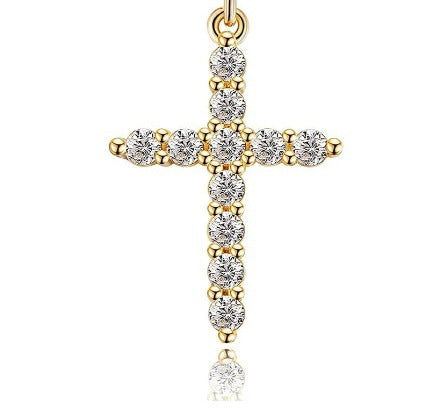 Fashion Jewelry Cross Full Diamond Crown Rotatable Necklace Jewelry dealsniper-net Cross pendant