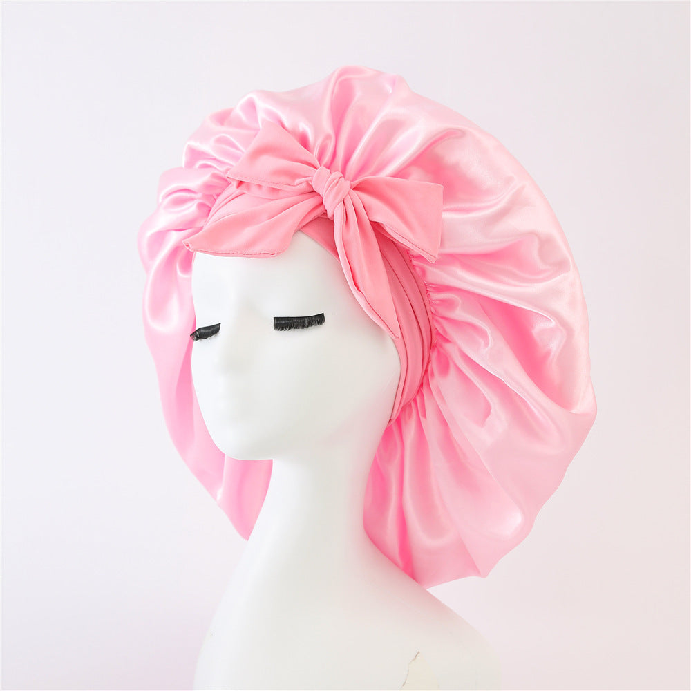 New Silk Bonnet For Sleeping Women Satin Bonnet Hair Bonnet Beauty dealsniper-net Pink