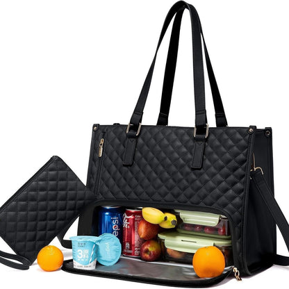 Fashionable Lunch Tote Bag Women's Thermal Insulation Lunch Box Women DealSniper.net Black 36X16X30cm