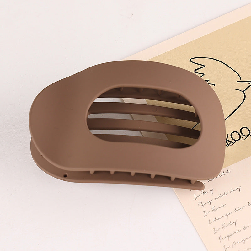 Flat Oval Barrettes Back Head Hair Claw Women DealSniper.net Frosted Deep Coffee Pc