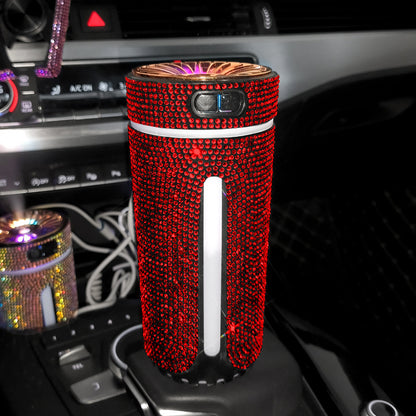 Luxury Diamond Car Humidifier LED Light Car Diffuser Vehicle DealSniper.net Red USB