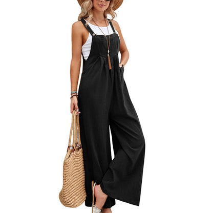 Women Long Bib Pants Overalls Casual Loose Rompers