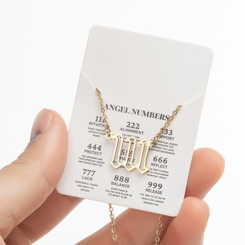 Women's New Angel Lucky Digital Pendant Necklace Jewelry dealsniper-net Hollowed out Gold Number1