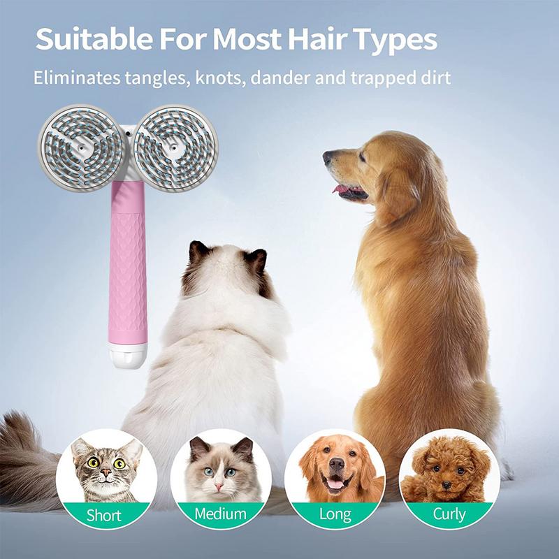 Pet Cat Brush Dog Slicker Brush Double-headed Negative Ion One-button Self Cleaning Dog Cat Hair Removal Pets Products Pets dealsniper-net