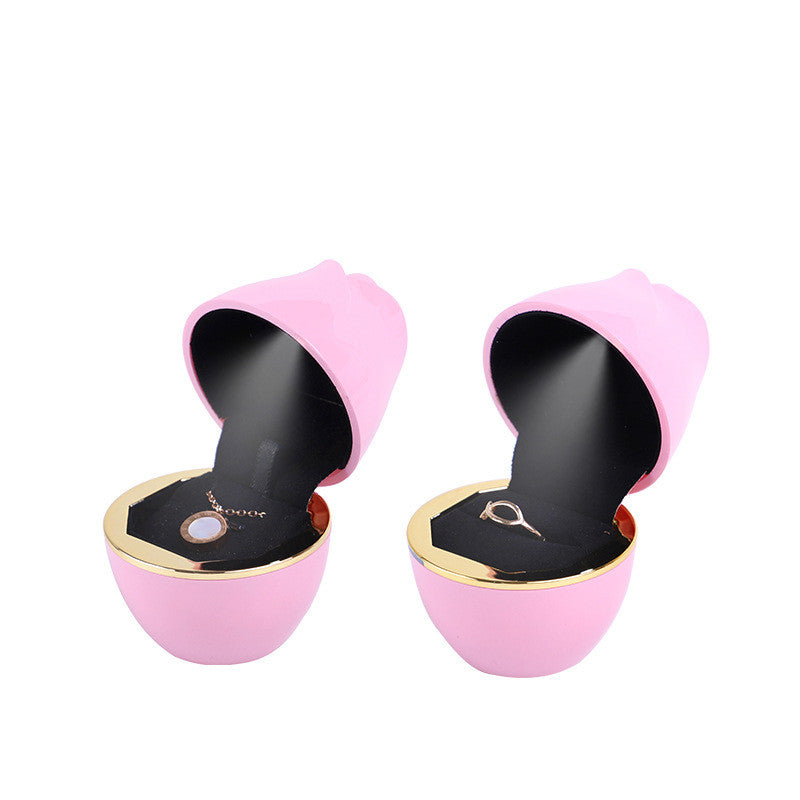 Creative Roses Shape LED Light Jewelry Packing Box Jewelry DealSniper.net Pink Ring Box