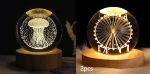 Luminous Starry Sky And Planets Moon Moon Crystal Ball Night Lamp Home Decor Gym From House Solid Wood Lamp Holder Set15 1PC