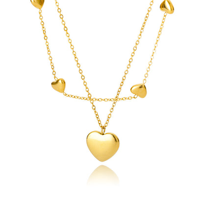 Fashion Jewelry Multilayer Heart Pendant Necklaces Jewelry dealsniper-net 3599style Gold