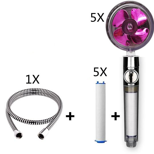 Propeller Driven Shower Head With Stop Button And Cotton Filter House DealSniper.net B