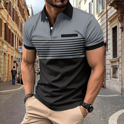 Casual Striped Shirt With Chest Pocket Men Clothing Men DealSniper.net Gray L