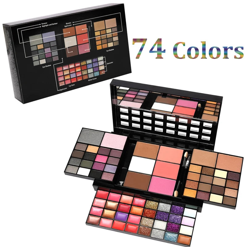 74 Colors Makeup Set Lip Gloss Blush Eyeshadow Highlight Beauty DealSniper.net