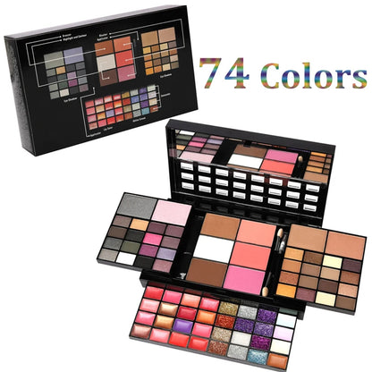 74 Colors Makeup Set Lip Gloss Blush Eyeshadow Highlight Beauty DealSniper.net