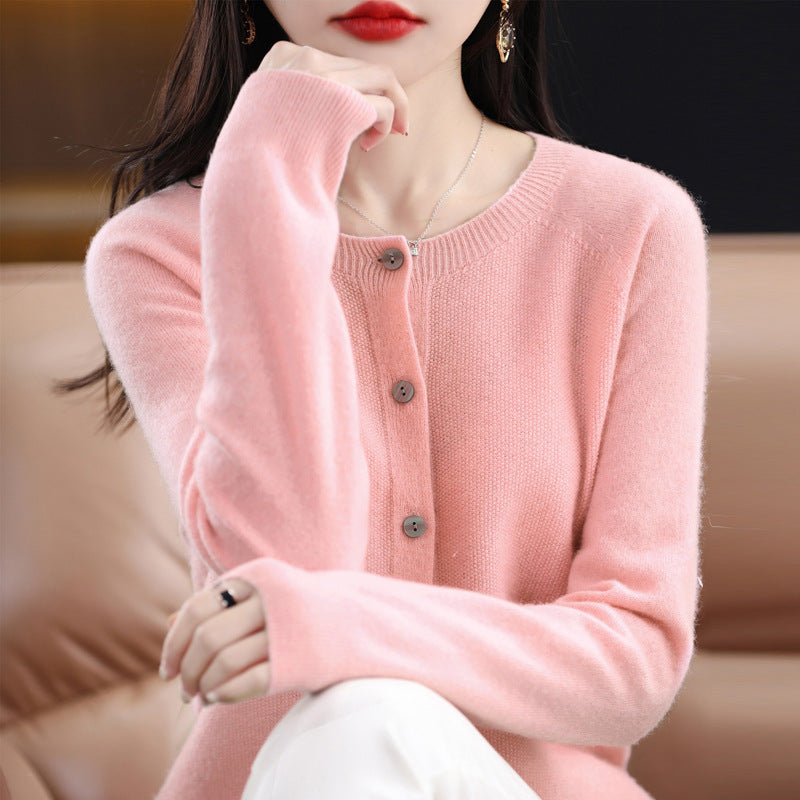 Women's Cashmere Cardigan O-neck Loose Sweaters Women DealSniper.net