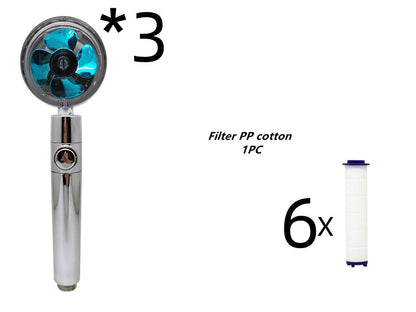 Propeller Driven Shower Head With Stop Button And Cotton Filter House DealSniper.net 2set