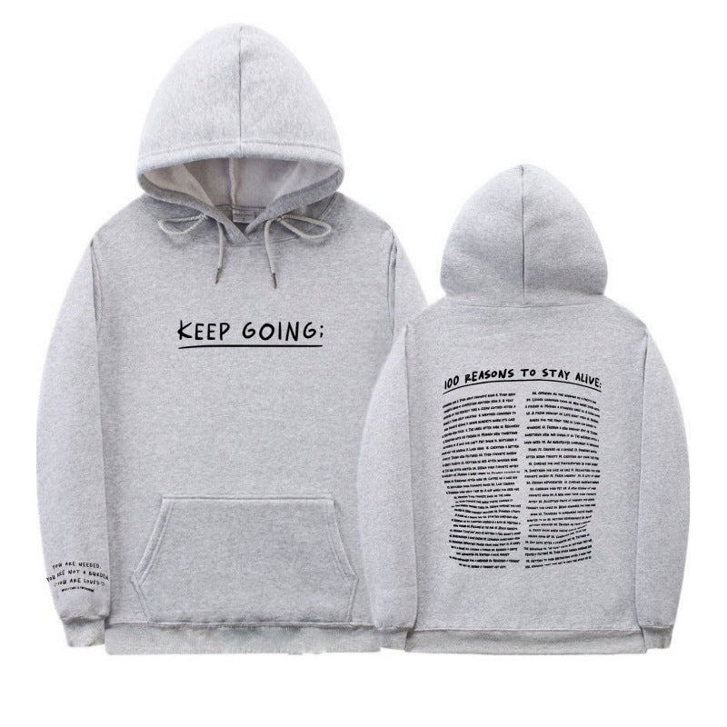 Letter Printing Long-sleeved Drawstring Hooded Sweatshirt Women dealsniper-net FS5274 Light Gray 2XL