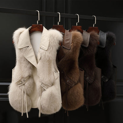 Fur Vest Short Coat Autumn And Winter New Patchwork Winter Women dealsniper-net