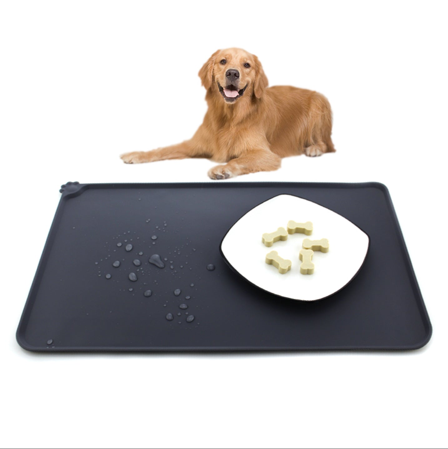 Waterproof Pet Mat For Dogs And Cats Pure Color Silicone Pet Food Mat Pets dealsniper-net Black
