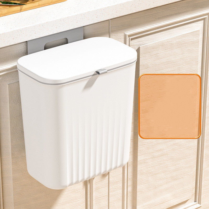 Domestic Hanging Kitchen Waste Bin With Lid Kitchen dealsniper-net White Sliding cover stripe