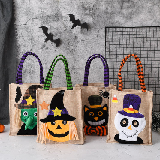 Halloween Candy Tote Bag For Kids Funny Creative Witch Skull