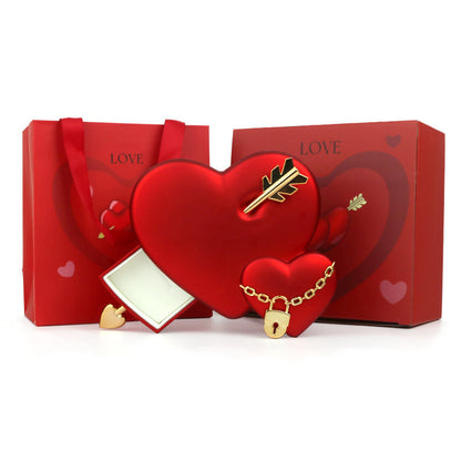 Plastic Double Love Heart-shaped Jewelry Box Holidays DealSniper.net Red Love Lock Red Love Lock Rose Gift Box Handbag