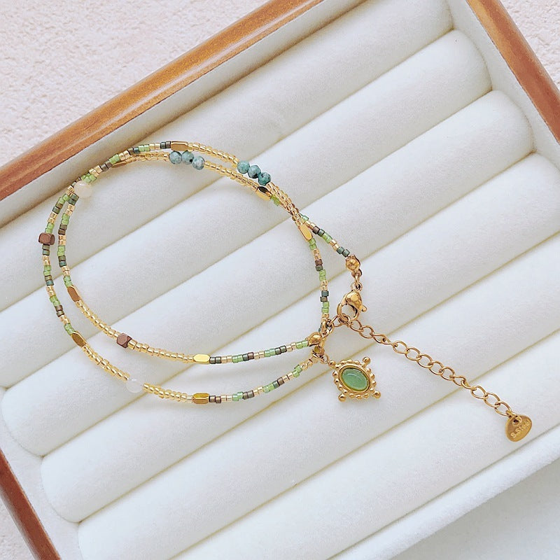 Autumn And Winter Maillard Color Necklace For Women Jewelry dealsniper-net Green Oval Pendant