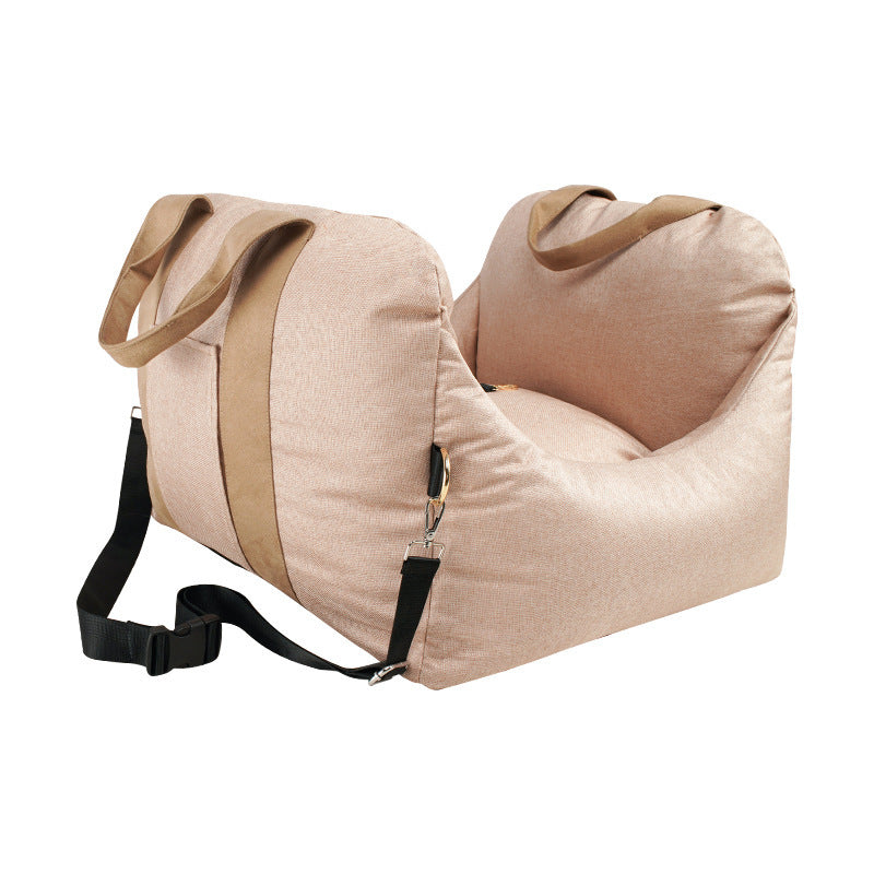 Detachable And Washable Portable Car Seat Pet Carrier Pets dealsniper-net Beige 52x52x44cm