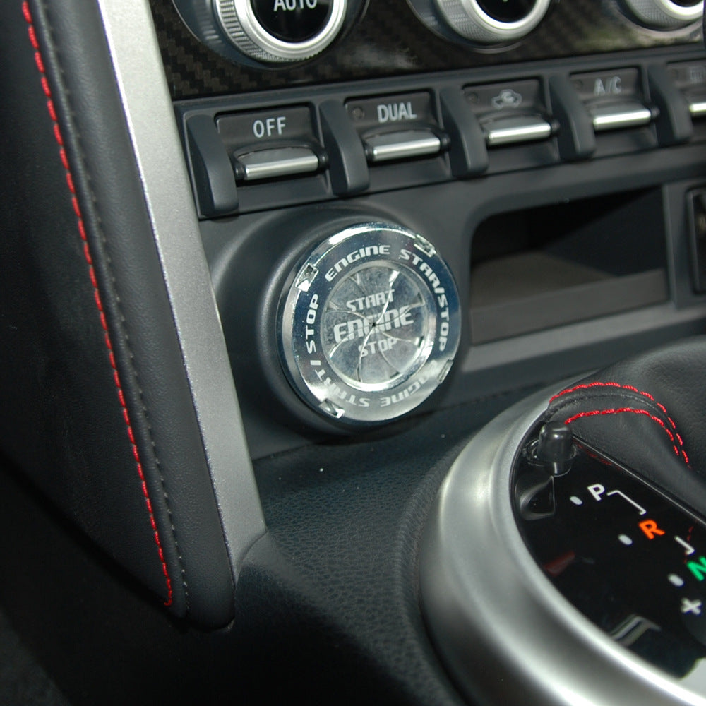 One-key Start Button Ignition Protective Cover Vehicle DealSniper.net SilverEnglish