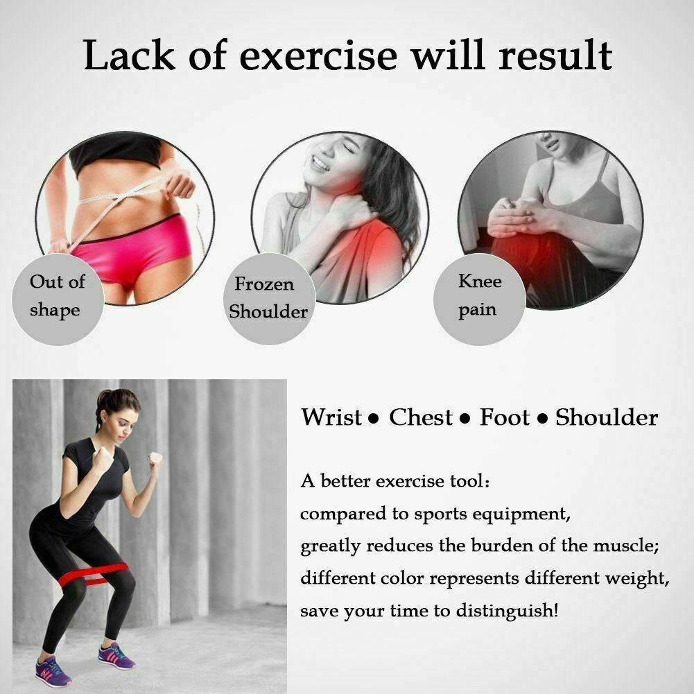 Resistance Bands Loop Set Of 5 Exercise Workout CrossFit Fitness Yoga Booty Band Sports DealSniper.net