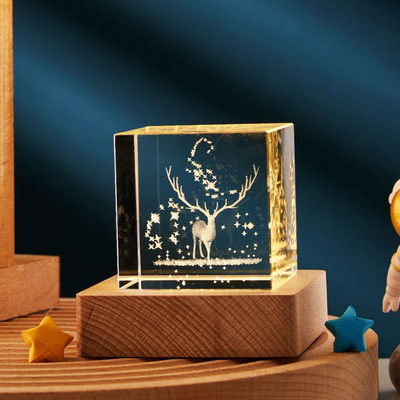 3D Transparent Crystal Cube Desktop Decoration Small Night Lamp House dealsniper-net