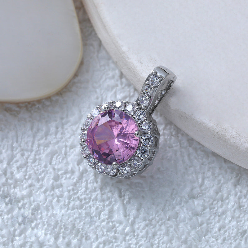 Fashionable Commuter Trendy Micro-Inlaid Zircon Ice-Type Necklace Jewelry Gym From House D604kf round zirconium