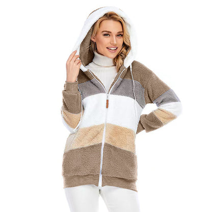 Winter Thick Warm Teddy Coat Woman Lapel Long Sleeve Fluffy Hairy