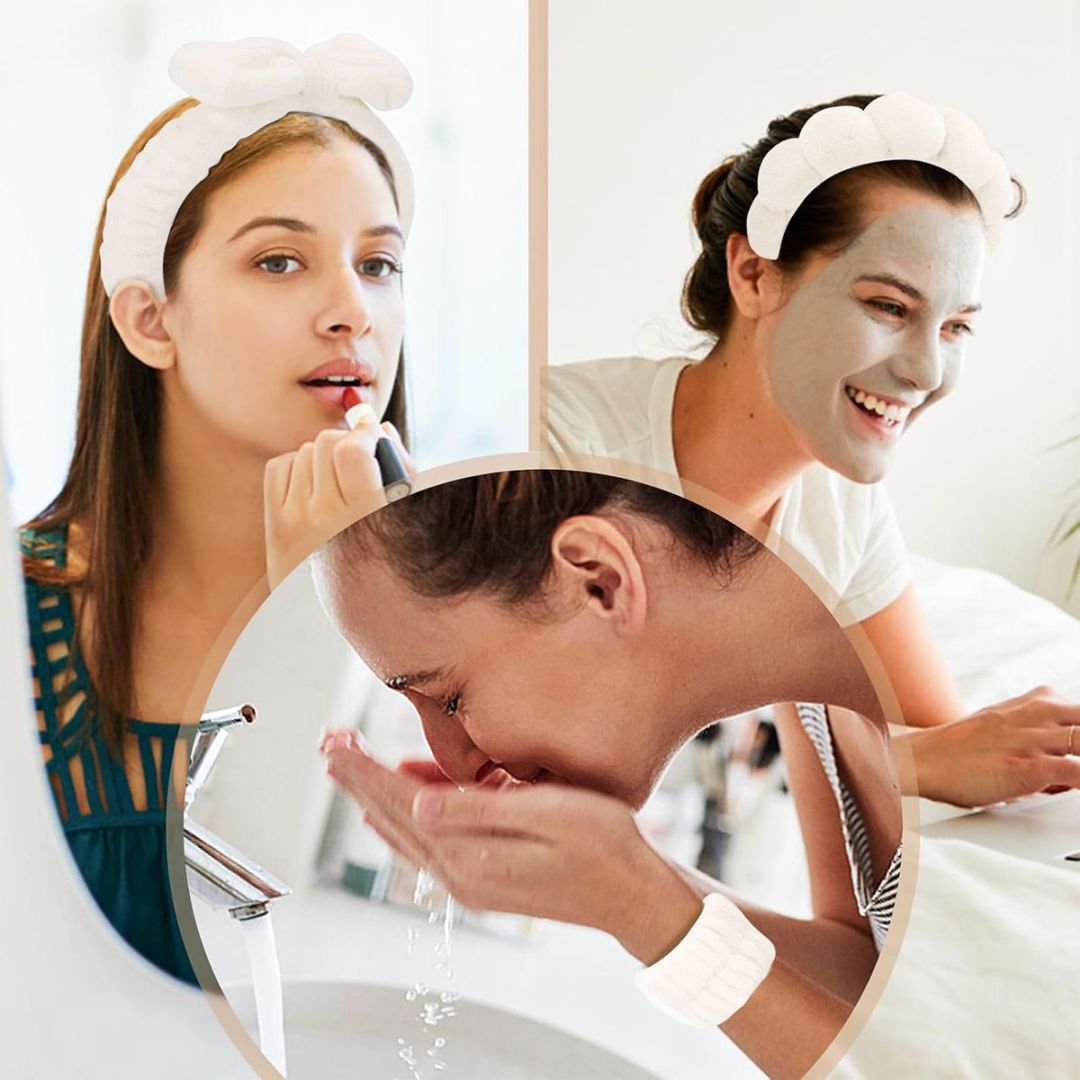 Hairband Bracelet Head Buckle Four-piece Set Beige Beauty DealSniper.net