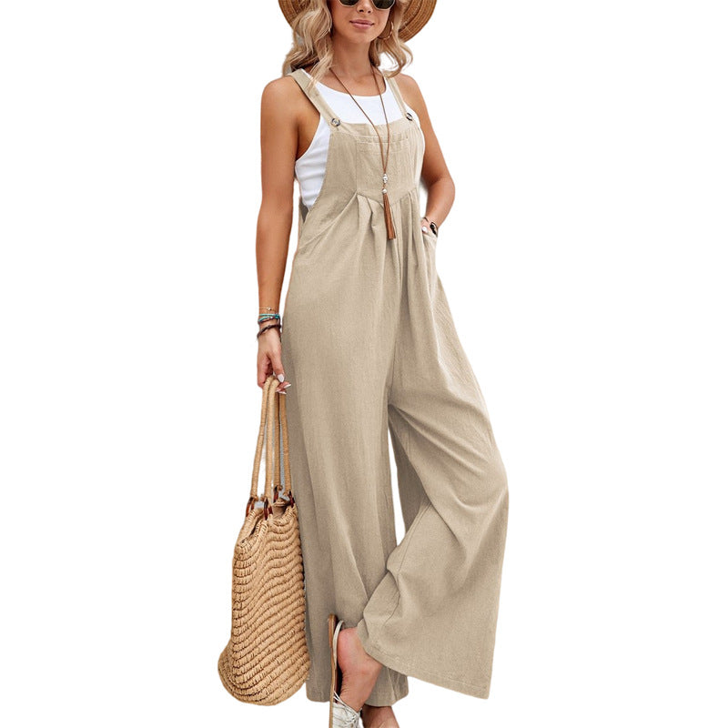 Women Long Bib Pants Overalls Casual Loose Rompers