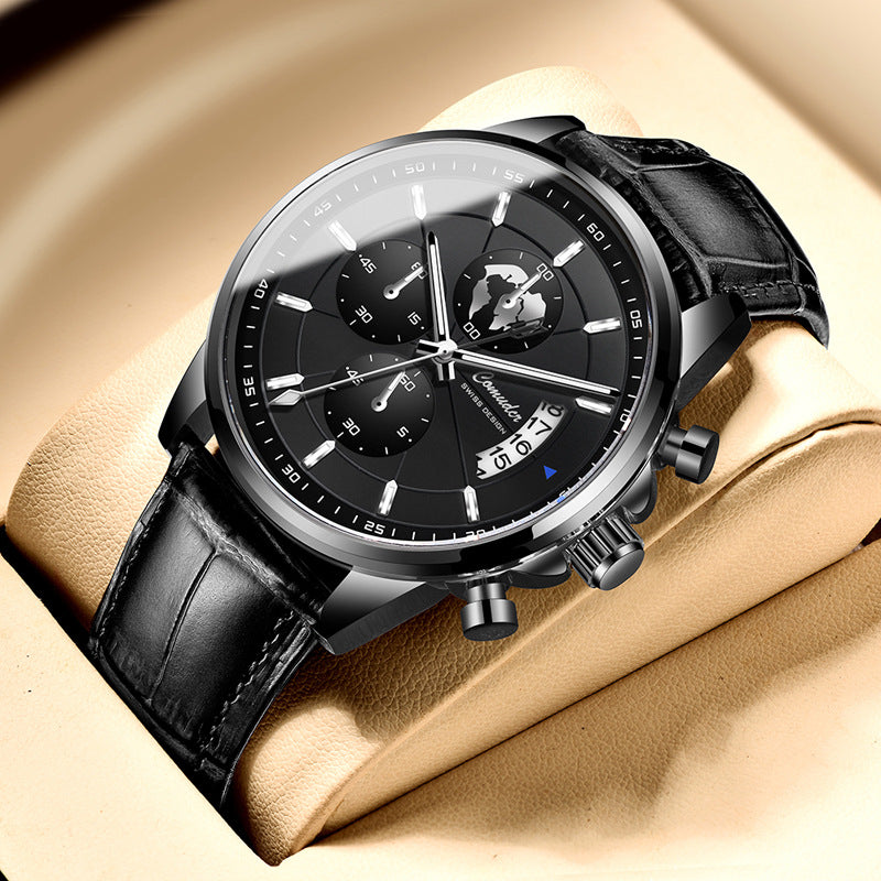 Full-automatic Waterproof Luminous Calendar Watch Jewelry DealSniper.net 209 Black Shell Black Surface