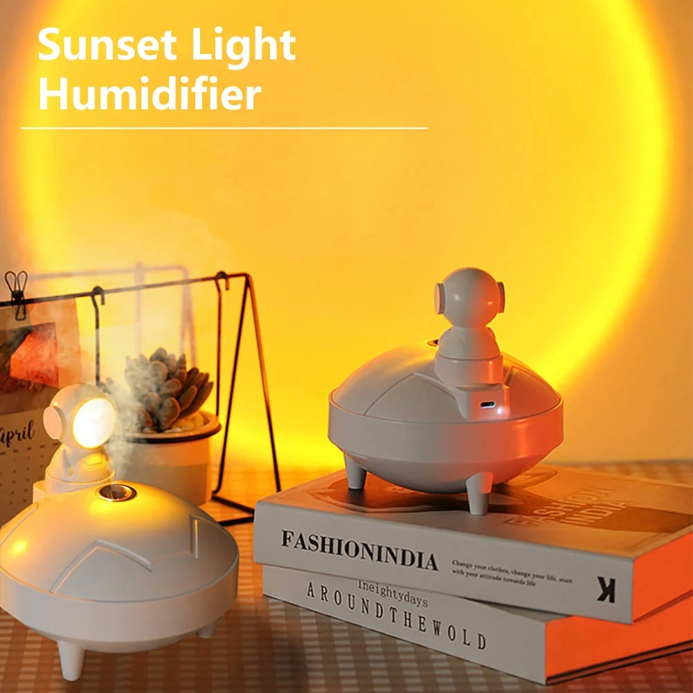 Astronaut Sunset Lamp Humidifier 2 Spraying Mode 360 Degree Home Decor DealSniper.net