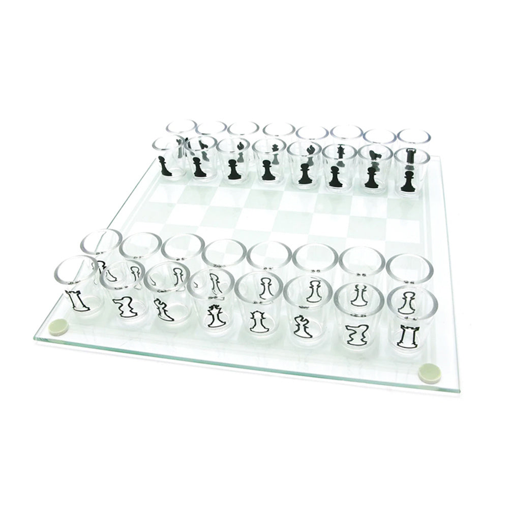 Bar Game Crystal Wine Glass Checker Chess Board Medium Size Hobby DealSniper.net 25x25cm