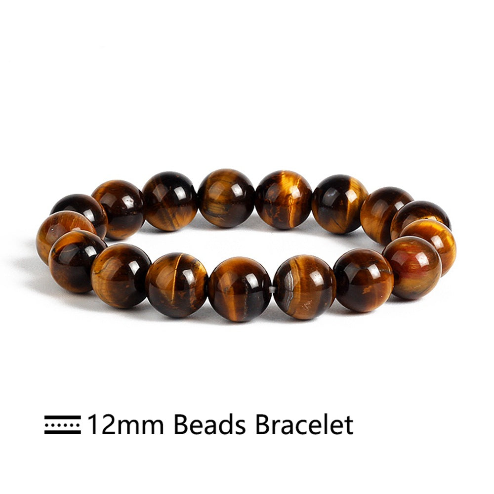 Natural Stone Bracelet Fashion Tiger Eyes Men Minimalist Beaded Jewelry dealsniper-net Tiger eye 19cm 12mm